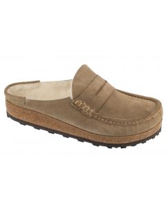 Birkenstock Naples Shearling 1028084 unisex klapki, Brązowe 001