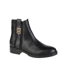 damskie Tommy Hilfiger Croco Look Dressy Flat Boot FW0FW05348-BDS 001