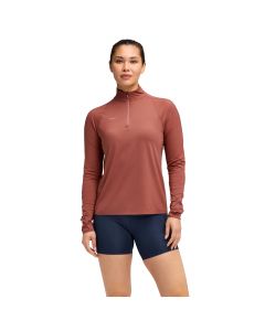 Hoka W GlideTech Quarter Zip Longsleeve 1164155-ROUG damskie longsleevy, Czerwone 001