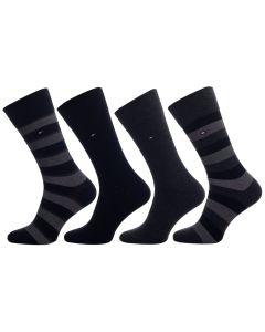 męskie Tommy Hilfiger Orginal Stripe Box 4-Pack Socks 482002001-200 001