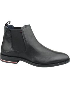 męskie Tommy Hilfiger Signature Leather Chelsea Boots FM0FM02421-990 001