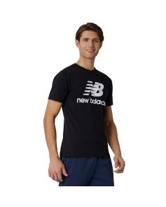 New Balance Essentials Stacked Logo Tee MT01575BK męskie t-shirty, Czarne 001