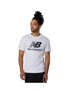 New Balance Essentials Stacked Logo Tee MT01575WT męskie t-shirty, Białe 001