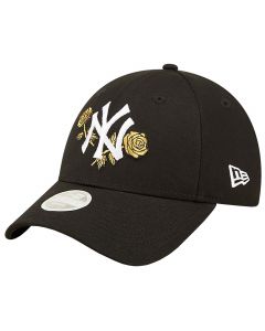 New Era Floral 9FORTY New Yord Yankees Cap 60298688 damskie czapki z daszkiem, Czarne 001