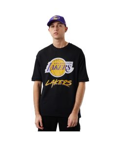 New Era NBA Los Angeles Lakers Script Mesh Tee 60284737 męskie t-shirty, Czarne 001