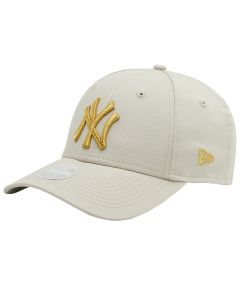 New Era New York Yankees Wmns Metallic Logo Cap 60222491 damskie czapki z daszkiem, Beżowe 001