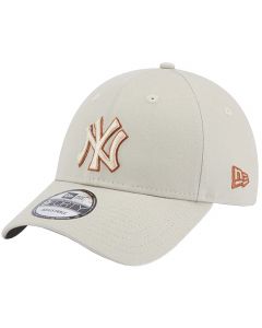 New Era Team Outline 9FORTY New York Yankees Cap 60364402 męskie czapki z daszkiem, Beżowe 001