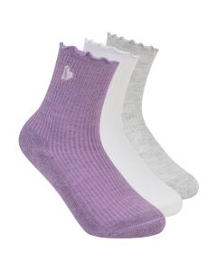 Skechers 3Pk Girls Ankle Lettuce Socks S601846-PUR dla dziewczynki skarpetki, Fioletowe 001