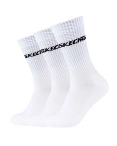 Skechers 3pk Tennis Cushioned Long Socks SK41109-1000 unisex skarpetki, Białe 001