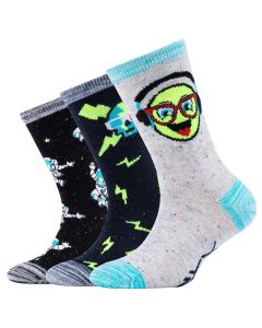 Skechers 3PPK Boys Casual Space and Smileys Socks SK41060-5801 dla chłopca skarpetki, Wielokolorowe 001