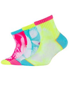 Skechers 3PPK Girls Casual Fancy Tie Die Socks SK41076-1001 dla dziewczynki skarpetki, Wielokolorowe 001