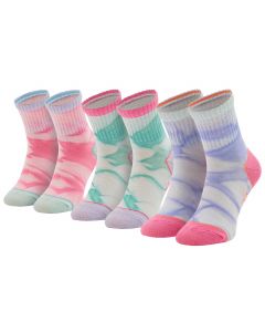 Skechers 3PPK Girls Casual Fancy Tie Die Socks SK41076-6064 dla dziewczynki skarpetki, Wielokolorowe 001