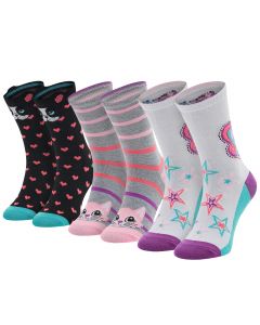 Skechers 3PPK Girls Casual Fancy Unicorn Socks SK41063-1000 dla dziewczynki skarpetki, Wielokolorowe 001
