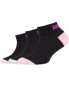 Skechers 3PPK Girls Mesh Ventilation Socks SK43032-9999 dla dziewczynki skarpetki, Czarne 001