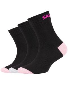 Skechers 3PPK Wm Mesh Ventilation Socks SK41053-9999 dla dziewczynki skarpetki, Czarne 001