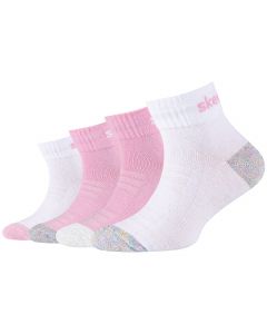 Skechers 4PPK Girls Mesh Ventilation Quarter Socks SK42042-1001 dla dziewczynki skarpetki, Różowe 001