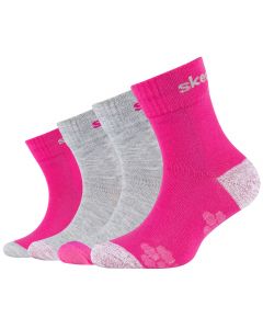 Skechers 4PPK Wm Mesh Ventilation Glow Socks SK41091-4541 dla dziewczynki skarpetki, Różowe 001