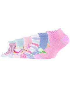 Skechers 6PPK Girls Casual Fancy Sneaker Socks SK43081-1001 dla dziewczynki skarpetki, Wielokolorowe 001