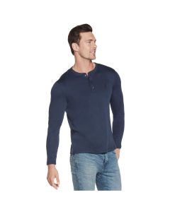 Skechers GOknit Pique Henley M3LT159-NVY męskie longsleevy, Granatowe 001