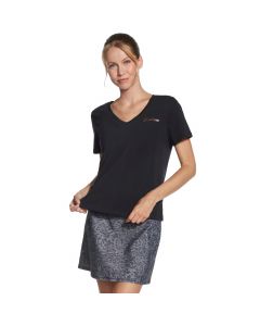 Skechers Signature V-Neck Tee TP167-BLK damskie t-shirty, Czarne 001