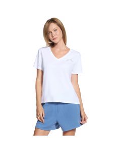 Skechers Signature V-Neck Tee TP167-WHT damskie t-shirty, Białe 001