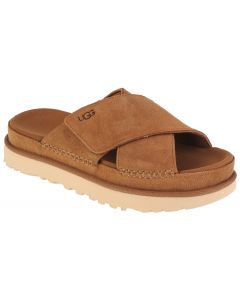 UGG Goldenstar Cross Slide 1137910-CHE damskie klapki, Brązowe 001