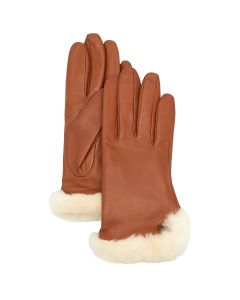 UGG Leather Sheepskin Vent Glove 21626-CHE damskie rękawiczki, Brązowe 001